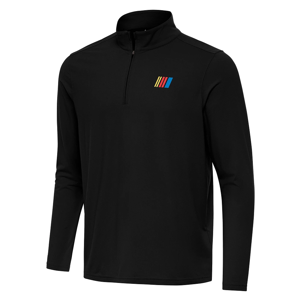 Men's Antigua Black NASCAR Merchandise Intent Quarter-Zip Top