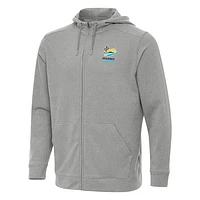 Men's Antigua Heather Gray Phoenix Raceway Effortless Full-Zip Hoodie