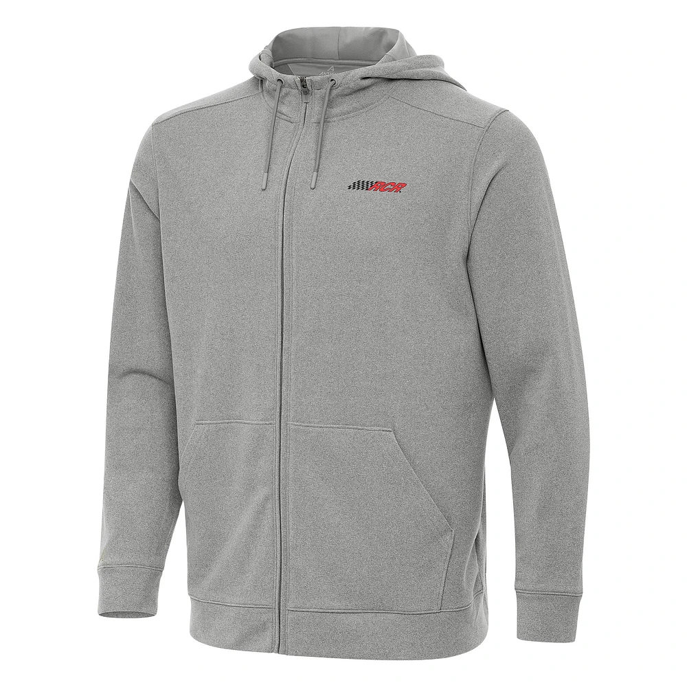 Men's Antigua Heather Gray Richard Childress Racing Effortless Full-Zip Hoodie