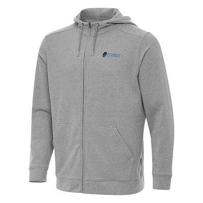 Men's Antigua Heather Gray Richmond Raceway Effortless Full-Zip Hoodie
