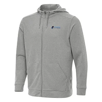Men's Antigua Heather Gray Richmond Raceway Effortless Full-Zip Hoodie