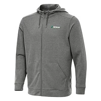 Men's Antigua Heather Michigan International Speedway Effortless Full-Zip Hoodie
