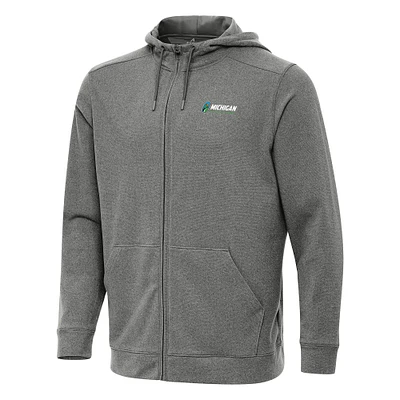 Men's Antigua Heather Michigan International Speedway Effortless Full-Zip Hoodie