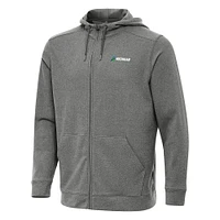 Men's Antigua Heather Michigan International Speedway Effortless Full-Zip Hoodie