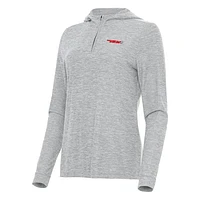 Women's Antigua  Heather Gray Martinsville Speedway Daybreak Quarter-Zip Pullover Hoodie