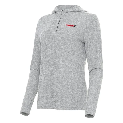 Women's Antigua  Heather Gray Martinsville Speedway Daybreak Quarter-Zip Pullover Hoodie