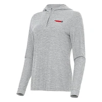 Women's Antigua  Heather Gray Martinsville Speedway Daybreak Quarter-Zip Pullover Hoodie