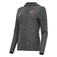 Women's Antigua  Heather Black NASCAR Daybreak Quarter-Zip Pullover Hoodie
