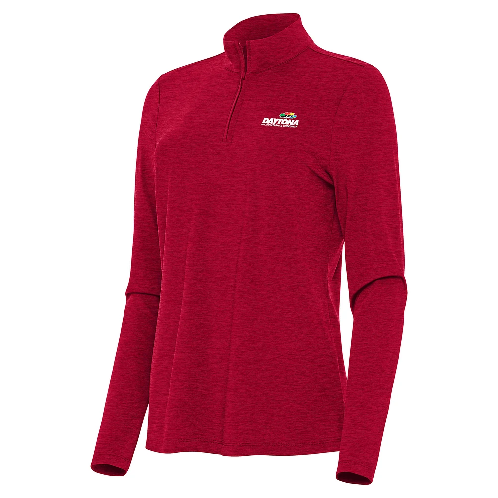 Women's Antigua Heather Daytona International Speedway Bright Quarter-Zip Top