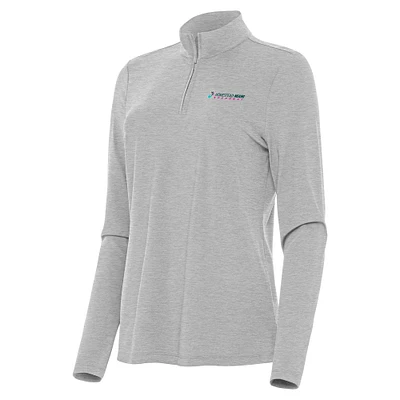 Women's Antigua  Heather Gray Homestead-Miami Speedway Bright Quarter-Zip Top
