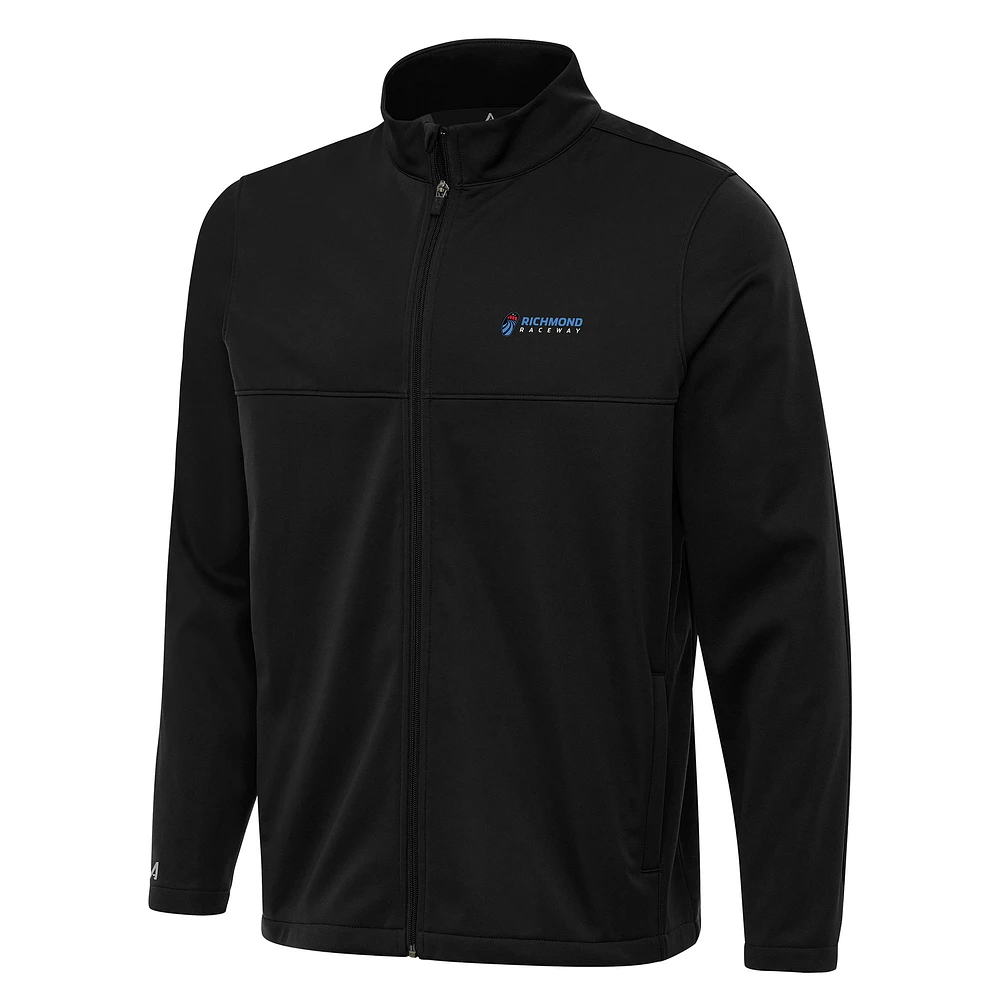 Men's Antigua Black Richmond Raceway Links 2 Full-Zip Golf Jacket