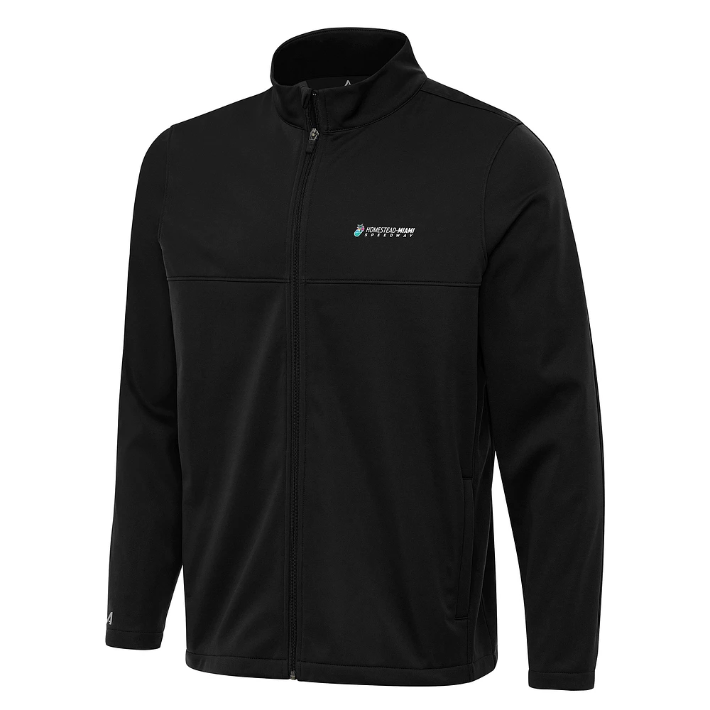 Men's Antigua Black Homestead-Miami Speedway Links 2 Full-Zip Golf Jacket