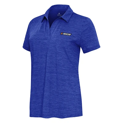 Women's Antigua Heather Royal NASCAR Layout V-Neck Polo