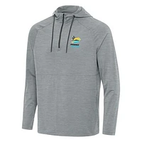 Men's Antigua  Heather Gray Phoenix Raceway Spikes Raglan Quarter-Zip Hoodie