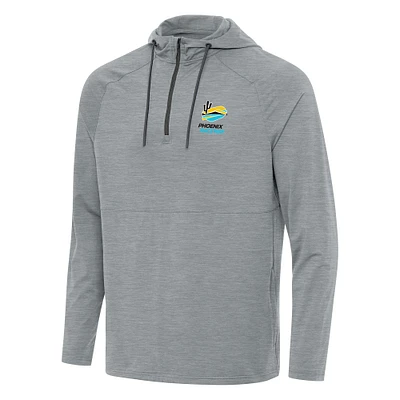 Men's Antigua  Heather Gray Phoenix Raceway Spikes Raglan Quarter-Zip Hoodie