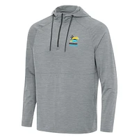 Men's Antigua  Heather Gray Phoenix Raceway Spikes Raglan Quarter-Zip Hoodie