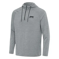 Men's Antigua  Heather Gray Roush Fenway Keselowski Racing Spikes Raglan Quarter-Zip Hoodie
