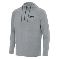 Men's Antigua  Heather Gray Roush Fenway Keselowski Racing Spikes Raglan Quarter-Zip Hoodie