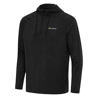 Men's Antigua  Heather Black Kansas Speedway Spikes Raglan Quarter-Zip Hoodie