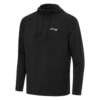 Men's Antigua  Heather Black Joe Gibbs Racing Spikes Raglan Quarter-Zip Hoodie