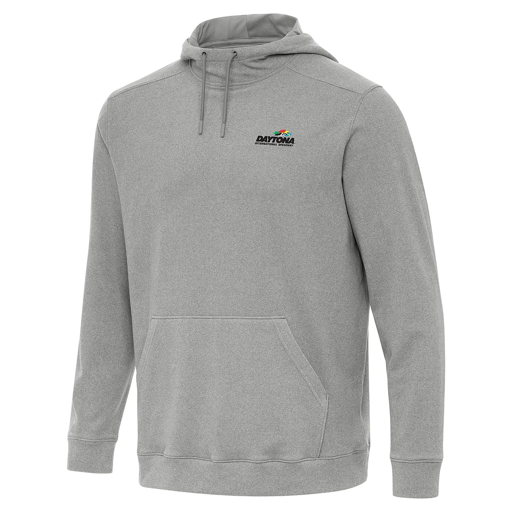 Men's Antigua Heather Gray Daytona International Speedway Cloud Pullover Hoodie