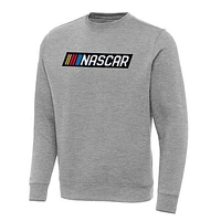 Men's Antigua  Heather Gray NASCAR Victory Crewneck Pullover Sweatshirt
