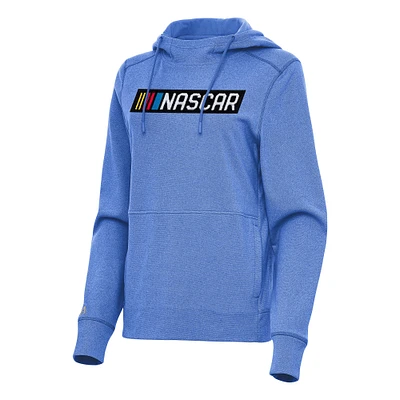 Women's Antigua  Heather Royal NASCAR Justice Pullover Hoodie