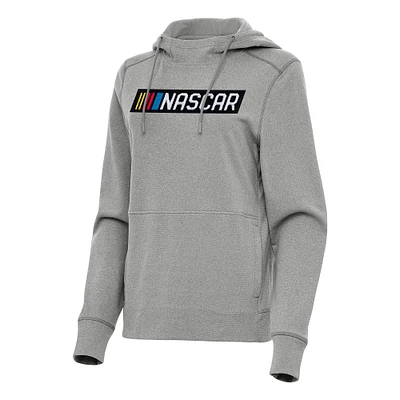 Women's Antigua  Heather Gray NASCAR Justice Pullover Hoodie