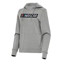 Women's Antigua  Heather Gray NASCAR Justice Pullover Hoodie