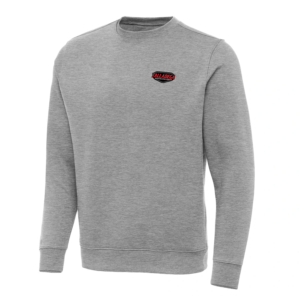 Men's Antigua Heather Gray Talladega Superspeedway Victory Pullover Sweatshirt