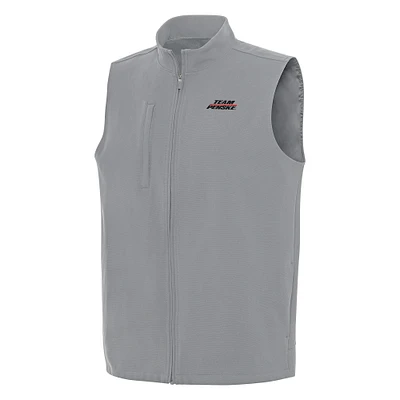Men's Antigua Gray Team Penske Regard Full-Zip Vest