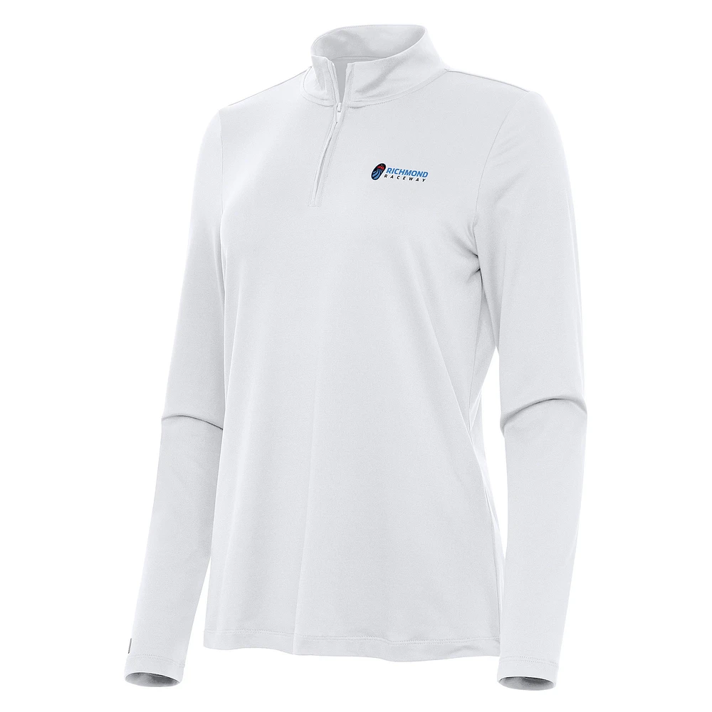 Women's Antigua White Richmond Raceway Reprocess Quarter-Zip Top