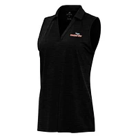 Women's Antigua Heather Black Watkins Glen International Layout Sleeveless Polo