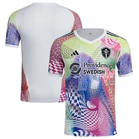 Men's adidas White Seattle Sounders FC 2025 Pride Pre-Match Top