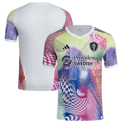 Men's adidas White Seattle Sounders FC 2025 Pride Pre-Match Top