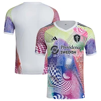 Men's adidas White Seattle Sounders FC 2025 Pride Pre-Match Top