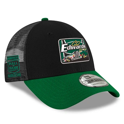 Men's New Era Black/Green Carl Edwards 2025 NASCAR Hall of Fame 9FORTY Adjustable Trucker Hat