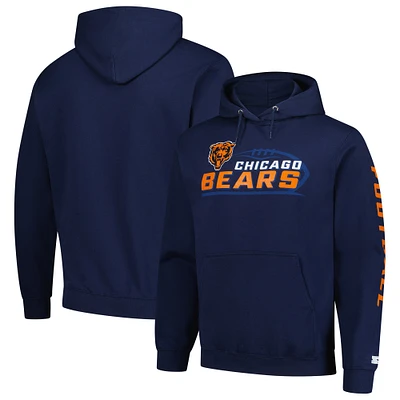 Men's Starter Navy Chicago Bears Vintage Pullover Hoodie