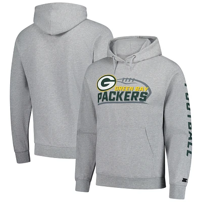 Men's Starter Heather Gray Green Bay Packers Vintage Pullover Hoodie