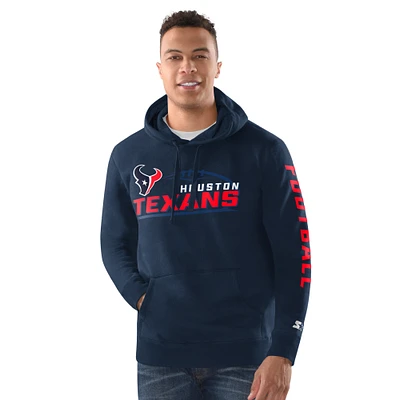 Men's Starter Navy Houston Texans Vintage Pullover Hoodie