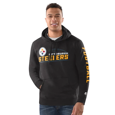 Men's Starter Heather Gray Pittsburgh Steelers Vintage Pullover Hoodie