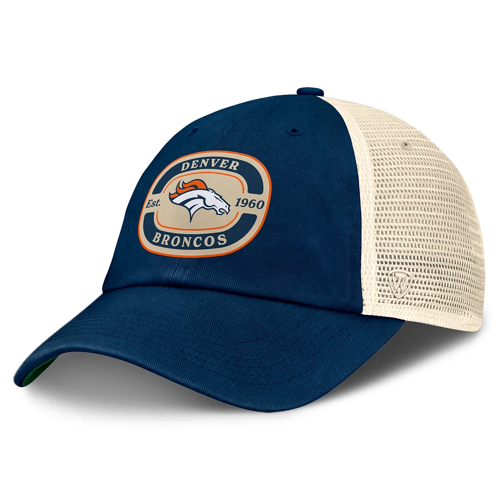 Men's Top of the World Navy Denver Broncos Team Patch Adjustable Hat