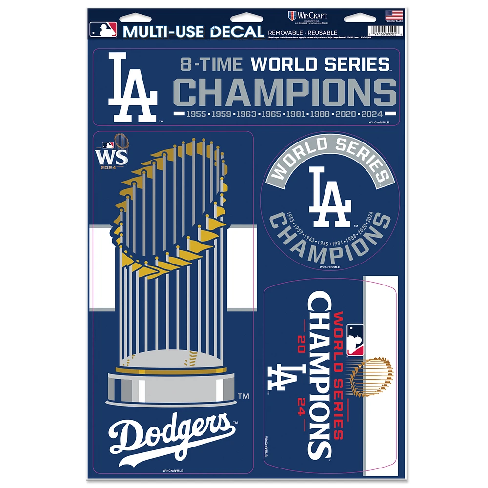 WinCraft Los Angeles Dodgers 8-Time World Series Champions 11" x 17" Multi-Use Decal Set