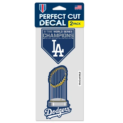 WinCraft Los Angeles Dodgers 8-Time World Series Champions Two-Piece 4" x 8" Perfect Cut Decal Set