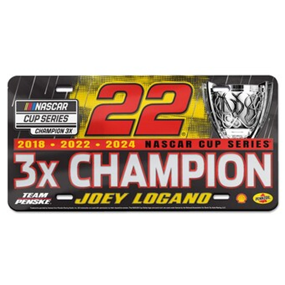 WinCraft Joey Logano Three-Time NASCAR Cup Series Champion Laser-Cut Acrylic License Plate