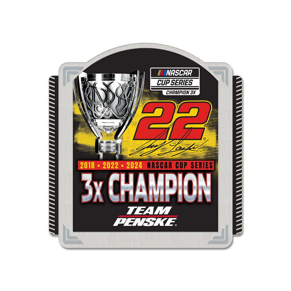 WinCraft Joey Logano Three-Time NASCAR Cup Series Champion Collector Pin