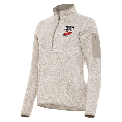 Women's Antigua  Oatmeal Joey Logano Three-Time NASCAR Cup Series Champion Fortune Half-Zip Sweatshirt