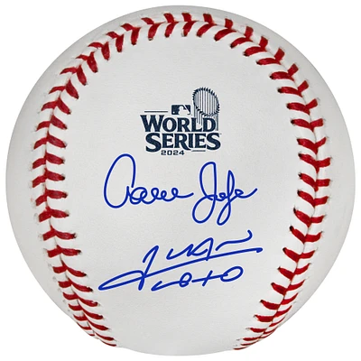 Aaron Judge & Juan Soto New York Yankees Autographed 2024 World Series Logo Baseball