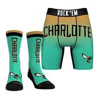 Men's Rock Em Socks Charlotte Hornets 2024/25 City Edition Underwear and Crew Socks Combo Pack