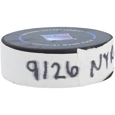 Adam Edstrom New York Rangers Game-Used Goal Puck vs. Boston Bruins on September 26, 2024
